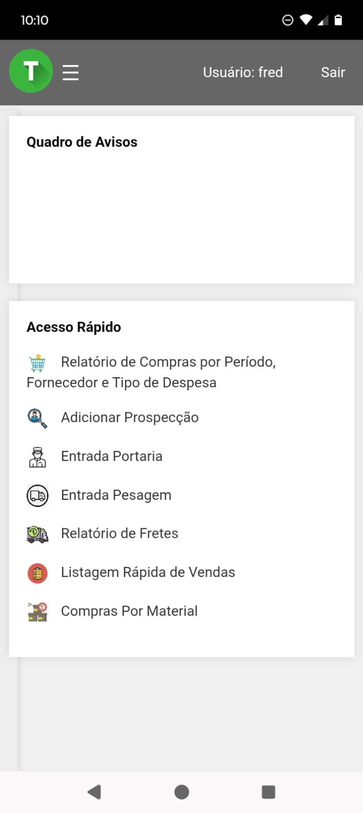 Interface responsiva